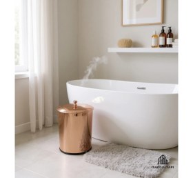 Resim Bakır Çöp Kovası, Banyo ve Mutfak Için Şık Vintage Tasarım 