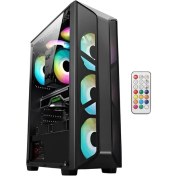 Resim Aztech AZT201 W 5 x Rgb Fan Uzakdan Kumanda Beyaz Akvaryum Gamin Kasa Temper Cam , Rgb Switch 
