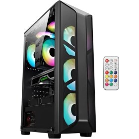 Resim Aztech AZT201 W 5 x Rgb Fan Uzakdan Kumanda Beyaz Akvaryum Gamin Kasa Temper Cam , Rgb Switch 