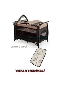 Resim Öykü Bebek Diyari Yatak Hediyeli Oyun Park Beşik Kahverengi 