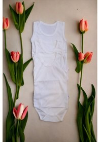 Resim Salar Ticaret Bebek Basic Ribana Bisiklet Yaka Fitilli 3lü Atlet Body -krem Krem 