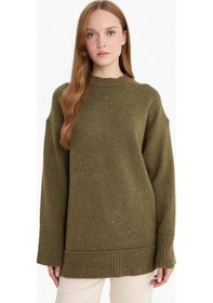 Resim Defacto Loose Fit Bisiklet Yaka Triko Tunik F3242ax25wnkh202 Haki 