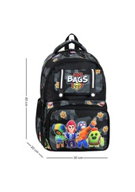 Resim İlkokul Çantası Kids Bag 3'lü Set 42 30 Cm Beslenme Çantası Kalem Kutusu Ortopedik Erkek Çocuk Siyah 