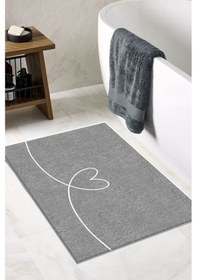 Resim DecomiaHome DC 8047 Yıkanabilir Kalpli Banyo Halısı Paspası Tek Parça 60 x 100 Gri 
