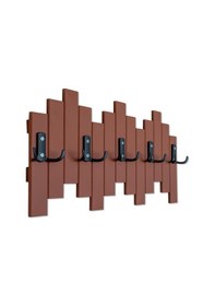 Resim Kahverengi Ahşap Duvar Ve Kapı Askısı Elbise Askılık piyano Model 5 Askılı Kahverengi 