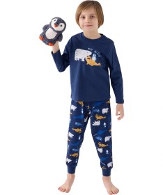 Resim Rolypoly Rp3420-2 Erkek Çocuk Kışlık İkili Pijama Takım Koyu İndigo 