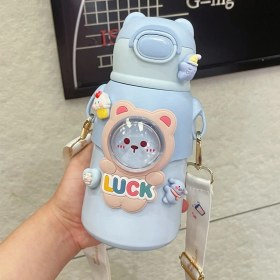 Resim Shun Kawaii Portable Thermal Tumbler Children Thermos Stainless Steel Vacuum Flasks 520ML Straw Insulated Cup (Yurt Dışından) 