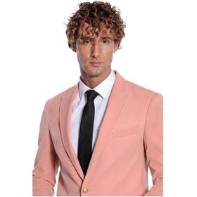 Resim Wessi Geniş Sivri Yakalı Kadife Pembe Erkek Ceket - Wessi Pembe 