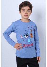 Resim Hçm Erkek Çocuk Uzun Kollu Tshirt Karakter Baskılı Bisiklet Yaka E10 İndigo 