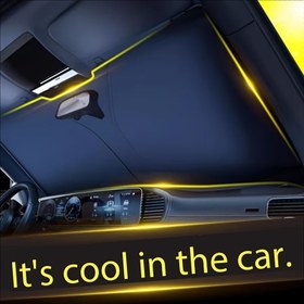 Resim 1 adet Ağır Hizmet Tipi Yansıtıcı Termal Katlanabilir Araç Güneşlik - Metal Ön Cam Isı Kalkanı Saklama Çantası ile, Kompakt, Mini SUV'lar, Hatchback'ler için Uygun 