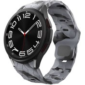 Resim Ekılıf - Samsung Watch 5 Pro 45mm 20mm Uyumlu - Kordon Futbol Desenli Spor Tasarımlı Silikon Kordon Krd-116 - Siyah-gri 