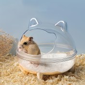 Resim 1 adet Şeffaf Hamster Kum Banyo Kutusu - Tutma Saplı Dayanıklı Plastik Evcil Hayvan Yaşam Alanı, Kapalı Hamsterler için Rahat Küçük Hayvan Yatağı, Kolay Montaj ve Montaj Gerektirmez, Hamster Gizli Kovu, Şeffaf Tasarım, Fonksiyonel Tasarım 