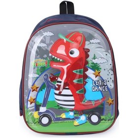 Resim Lacivert Kumaş Dino Anaokulu Çantası - Erkek Çocuk Çanta - Kreş Ç 