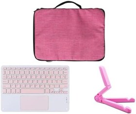 Resim Microcase Samsung S10 Lite 10.9 inch Tablet ile Uyumlu Toucpad Bluetooth Klavye + Tablet Standı - Pembe AL5194 