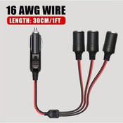 Resim Xuweiwei 1-3 Araç Çakmak Çıkışı 3 Yollu Splitter 16awg Led Işıklı 30cm 