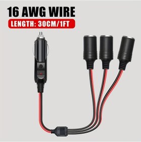 Resim Xuweiwei 1-3 Araç Çakmak Çıkışı 3 Yollu Splitter 16awg Led Işıklı 30cm 