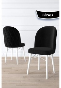 Resim Canisa Bika Serisi 4 Adet Siyah Mutfak Sandalyesi Beyaz Gürgen Ayaklı 1. Sınıf Babyface Kumaş Sandalye Siyah Ayakları Beyaz 