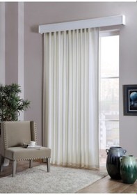 Resim Taç Saten Güneşlik Perde Beyaz En:270 CM Pencere Yatay Ölçüsü Beyaz 