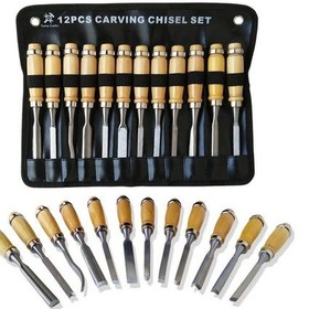 Resim Ahşap-Taş-Seramik Oyma Profesyonel Seti Iskarpela Takımı 12'Li 