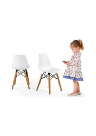 Resim Seduna Eames Child Sandalye 2 Adet | Natural Ahşap Ayaklı-Beyaz 