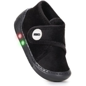 Resim Kiko Kids Petri Günlük Işıklı Kız Bebek Ev Okul Kreş Panduf Siyah Siyah 