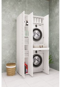 Resim Mdf Çamaşır Makinesi Ve Kurutma Makinesi Dolabı Lake Standart Kapaksız Beyaz 