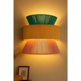 Resim Renkli Ipli Duvar Aplikasyonu, Bohem Tarz El Yapımı Işık Dekoru, 33 cm 