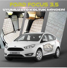 Resim Ford Focus 3.5 Bej Tay Tüyü Cepli & Terletmez Sırtlı Oto Koltuk Minder Seti - Koruma Kılıfı Ön & Arka Set 