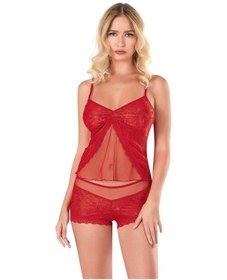 Resim Aria's Closet Vizon Jakarlı Babydoll Şort Takımı Vizon 