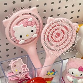 Resim 1pc For Hello Kitty Hollow Design Hairbrush, Cute Shape Fluffy Makeup Massage Dual-Purpose Comb, ABS Plastic Bristle, for Normal Hair, by Officially Licensed Brand 