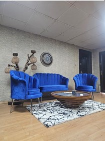 Resim Zafir İstiridye Takım Krom Kaplama Sivriltme Ayak Çay Seti Koltuk Takımı Mavi 