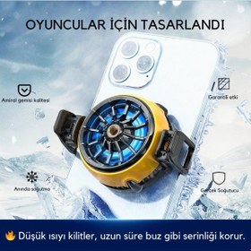 Resim Coofbe 5500 Rpm Turbo Fan Işıklı Klipsli Buz Etkili Telefon Soğutucu Radyatör Tüm Telefonlara Uyumlu 