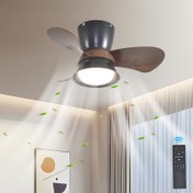 Resim 1 Adet 50.8 cm Düşük Profil Tavan Vantilatörü Işıklı ve Uzaktan Kumandalı, Ters Çevrilebilir Sessiz DC Motorlu, 6 Hız Ayarlı Karartılabilir LED, Yatak Odası/Mutfak/Yemek Odası/Teras için Modern Gömme Montaj, Sabit Bağlantılı AC85-265V 