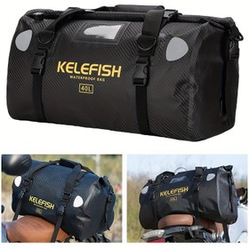 Resim 66L Su Geçirmez Motosiklet Kuru Çantası - Yansıtıcı, Dayanıklı PVC Kuyruk Duffle Seyahat, Sürüş, Yürüyüş & Kamp için - Siyah Karbon Fiber Desen, Yürüyüş Sırt Çantası Su Geçirmez 