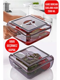 Resim CocoVia Hava Geçirmez Kapaklı Kare Borcam Saklama Kabı - Kamp/Piknik Malzemesi/Buzdolabı Saklama 1 ADET 