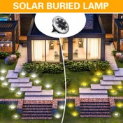 Resim 12 adet Mini Güneş 8LED Yeraltı Yol Lambası Çim Lambası, Dış Mekan Paslanmaz Çelik Zemin Güneş Lambası, Bahçe, Yol, Yaya Yolu, Sürücü Yolu Süslemesi için Uygun, Güneş Peyzaj Lambası Beyaz Işık + Sıcak Işık 
