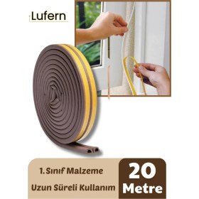 Resim Lufern Kapı Pencere Fitili Soğuk Izolasyon Bandı Kendinden Yapışkanlı Güçlü Kauçuk Yalıtım Bant 2X10=20 mt 