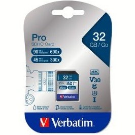 Resim Verbatim 32GB SDHC Pro U3 Hafıza Kartı 