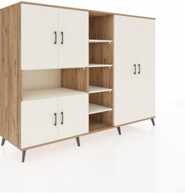 Resim Kronos Dolap 13 Raflı 6 Kapaklı 220x59x163 Çam-aytaşı Çam-aytaşı 