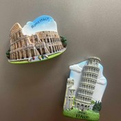 Resim İtalya'nın Ünlü Yapıtları 3D Buzdolabı Mıknatısları - Roma Kolezyumu ve Pisa Eğik Kulesi Hatıra Ev Dekoru Buzdolabı Stickerı, Plastik Dikdörtgen Şekil 