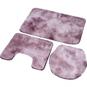 Resim DouranShop 3 Adet Banyo Halı Seti Yumuşak Düşmeyen Tuvalet Kapağı Kapak Banyo Paspas Halı Ev Dekorasyon Gül Mor (Yurt Dışından) 