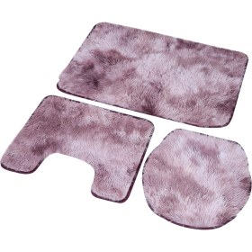 Resim DouranShop 3 Adet Banyo Halı Seti Yumuşak Düşmeyen Tuvalet Kapağı Kapak Banyo Paspas Halı Ev Dekorasyon Gül Mor (Yurt Dışından) 