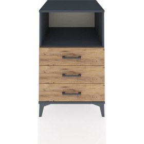 Resim Kronos Komodin Tek Raflı 3 Çekmeceli 60X59X96 Antrasit-Çam 