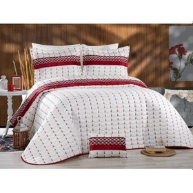 Resim Colors Micro Çift Kişilik Yatak Örtüsü Krem Bordo 
