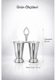 Resim Gümüş Kaplamalı Lüks Kaşıklık 2 Bölmeli Mutfak Sunumluk Çeyizlik Sofra Organizeri Zenith 