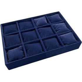 Resim Yerli Üretim Tokyo Model Süet Kumaş Lacivert Renk 12 Yastıklı Çekmece İçi Takı Kutusu Çok Renkli 