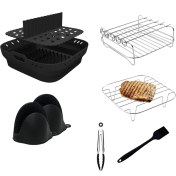 Resim Hava Fritöz Silikon Şekil Sepet Tepsisi Seti Kare Hava Fritöz Izgara Aksesuarları Yeniden Kullanılabilir Hava Fritöz Kalıbı Siyah (Yurt Dışından) 