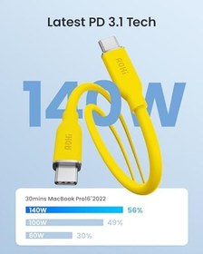 Resim AOHI MacBook Pro, iPhone 15 Pro Max Plus, iPad Pro/Air, Galaxy S23Ultra, Piksel, Anahtar, 3.3 ft, Sarı için 140W USB C - USB C Kablosu PD 3.1 Tip C Hızlı Şarj Kablosu 