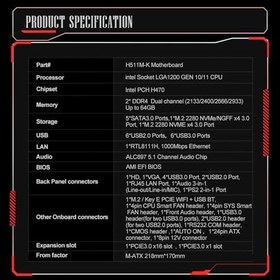 Resim kajilai H511M-K Anakart Intel-Soket LGA1200 GEN 10/11 CPU İşlemci DDR4 Çift Kanal 5xSATA 3.0 2xM.2 Yuvaları Masaüstü Anakart 