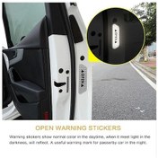 Resim Sarı 4 Adet Evrensel Uyarı Işareti Yansıtıcı Bant Araba Kapı Etiket Çıkartmaları Araç Güvenliği Gece Reflektör 